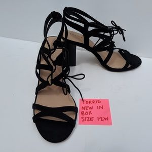 Torrid New Black Lace-up Strappy Heels